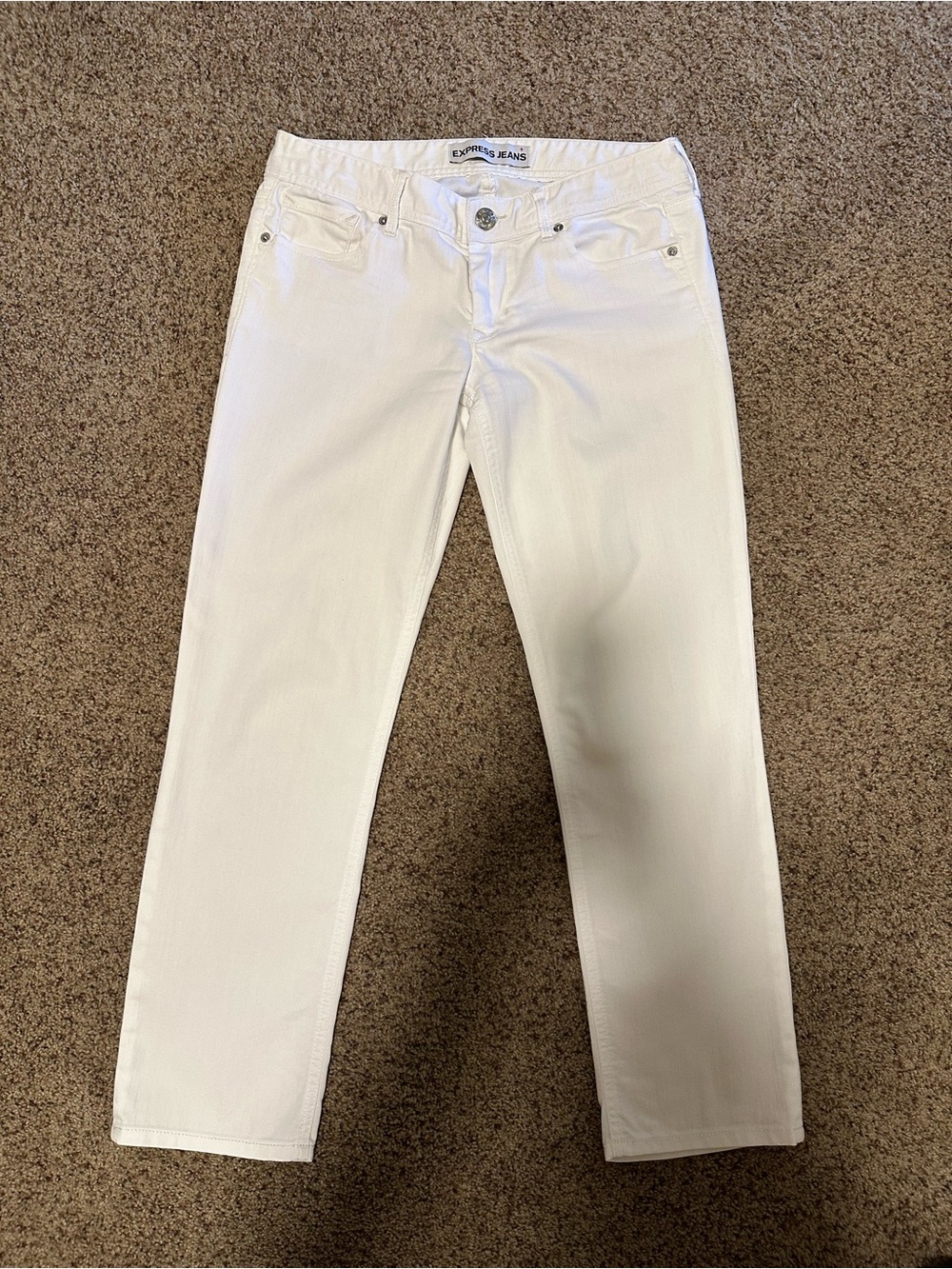 Express White Stella Low Rise cropped skinny Jean